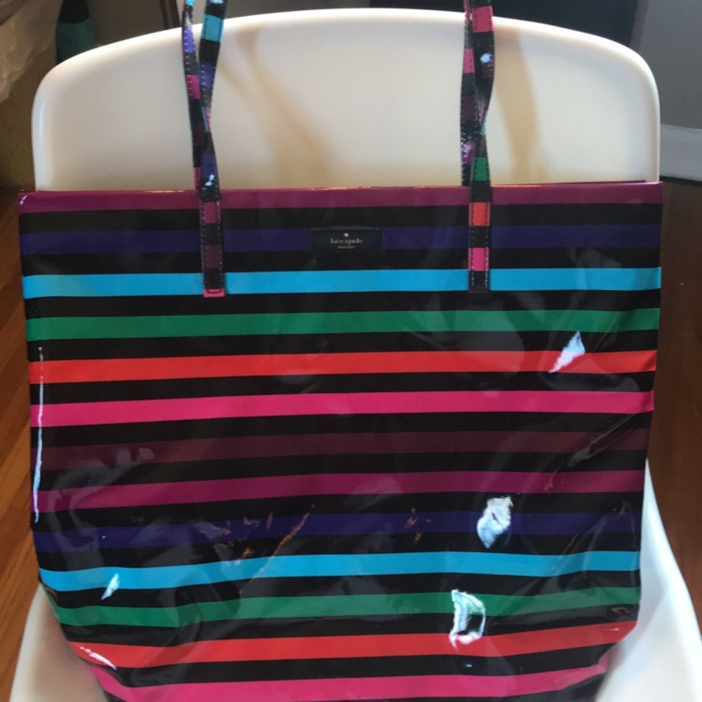 striped kate spade tote